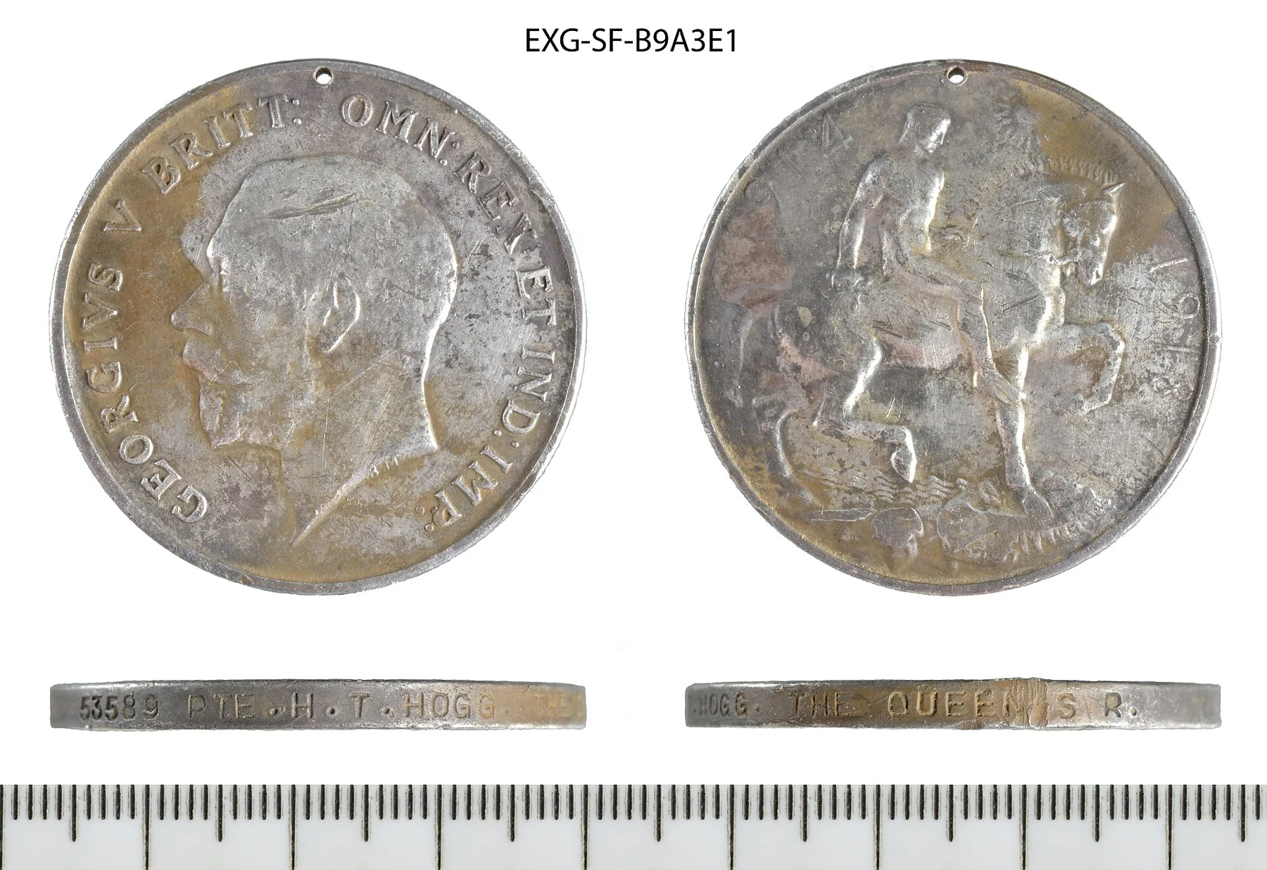 Both sides of the British War Medal awarded to Private Harry Thomas Hogg